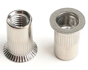 Cabeça escareada de aço-carbono Corpo serrilhado